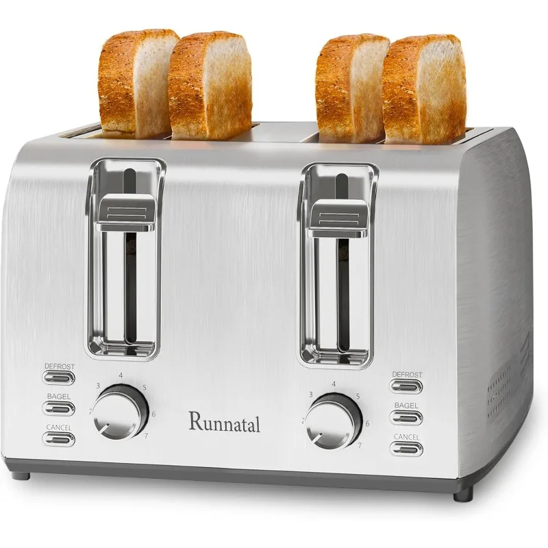 4 Slice Extra-Wide Slot Toaster with 7 Shade Settings and 3 Mode,Easy to Operate and Clean 120V 1600W Silver Metallic