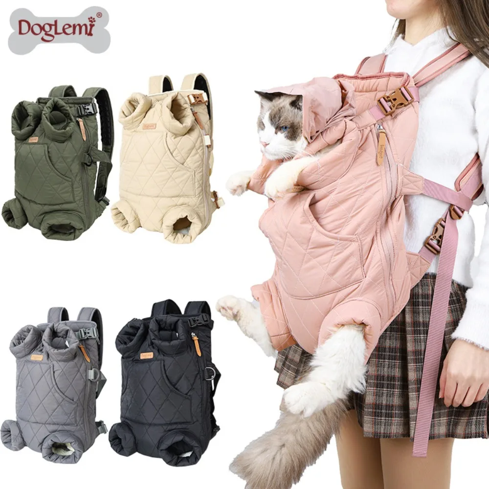

DogLemi Pet Dog Chest Backpack Winter Thickened Portable Straps Free Hands To Keep Warm Windproof Rain and Snow Dog Bag.