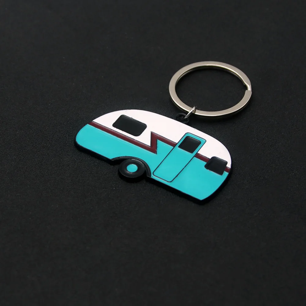 Cute Camper Keychain Camping World Van Car Pendant Key Chain For Women Men Keyring Jewelry Travel Souvenir Gift