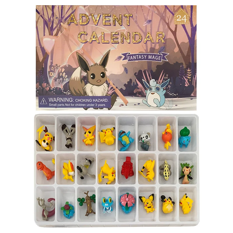 2-5cm Pokemon Advent Calendar Box 2024 Eevee Merry Christmas small big large Pikachu action Figure kids Child Toy Xmas Gift 24