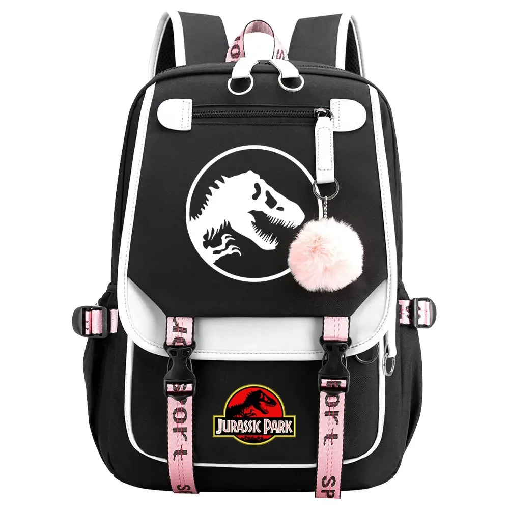 Boys Girls Kids Jurassic World Park Dinosaur School Book Bags Women USB Bagpack Teenagers Canvas Laptop Travel Student Backpack