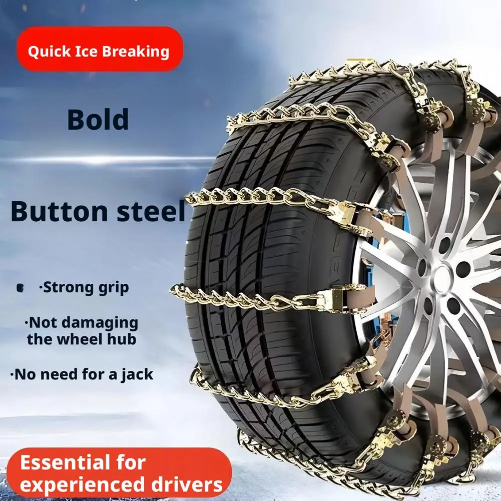 Winter Emergency Manganese Steel Snow Chains Heavy Duty Anti-Skid Portable Tire Chains Universal Fit for Car Truck SUV