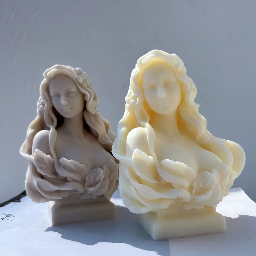 Beautiful Lady Statue Candle Mold Greek Art Woman Sculpture Soy Wax Tool Goddess Female Bust Silicone Molds