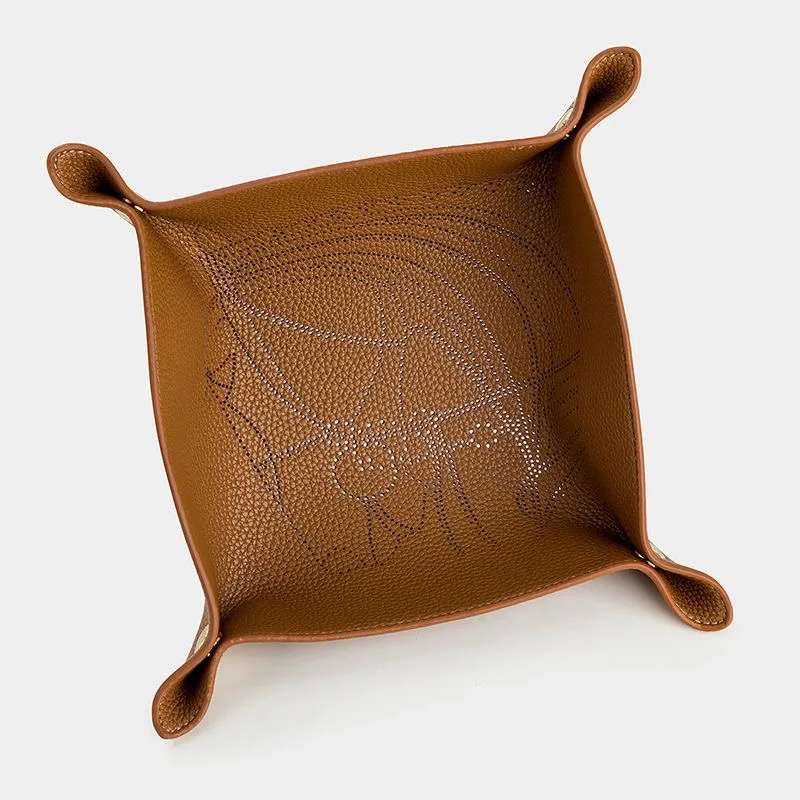 Zwei Schicht Rindsleder Ablage Desktop-Organizer Für Schlüssel Schmuck Kosmetische Lagerung Box Falten Organizer Hause Dekoration