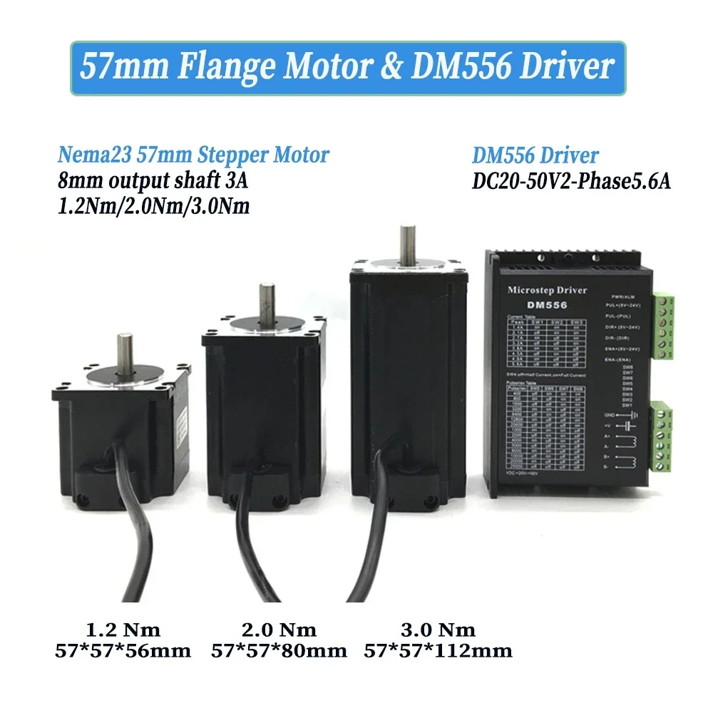 Motor Stepper Nema23 1.2/2/3Nm Motor 3A 8Mm Driver Poros 350W Catu Daya USB Kartu Mach3 Kit 5 Sumbu untuk Mesin Ukiran CNC
