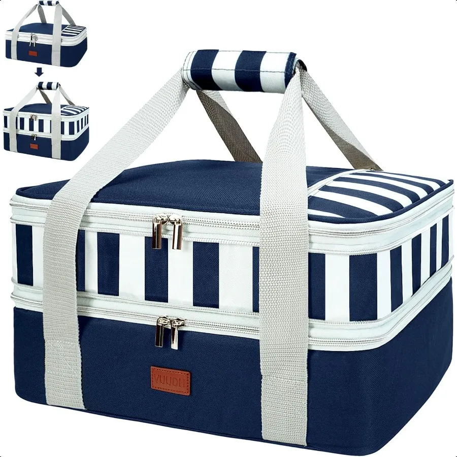 

Expandable Casserole Carrier Bag Double Decker Food Bag Insulated Casserole Carrier for Hot or Cold Food Lasagna Holder Tote fo