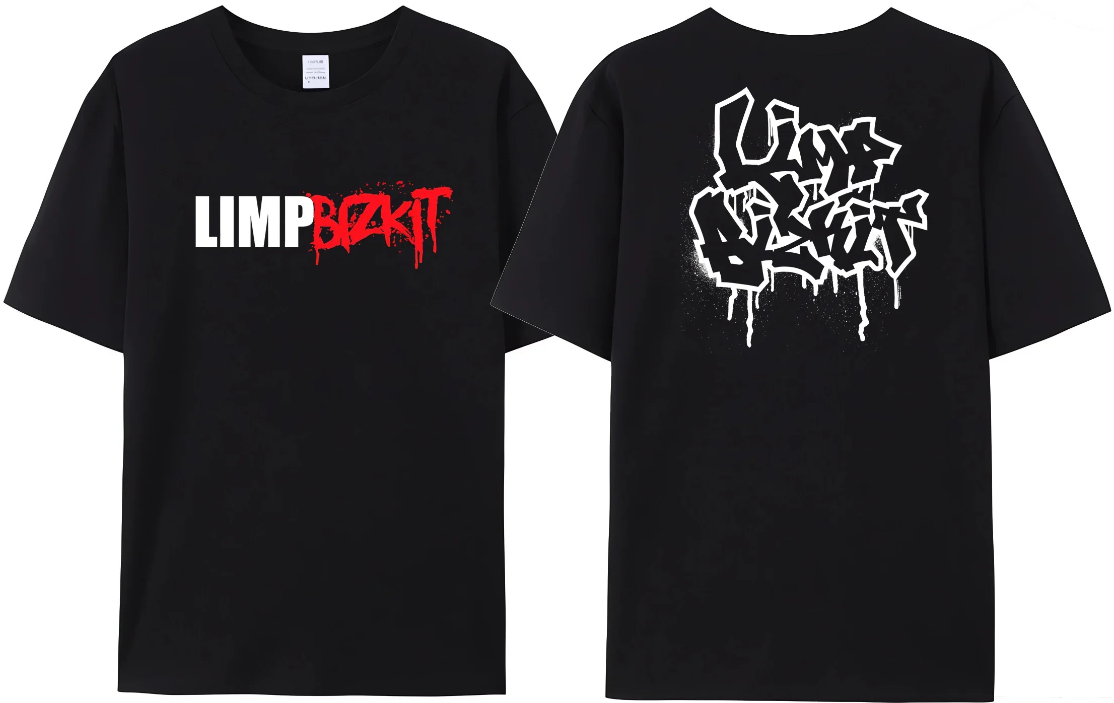 Men's summer limp bizkit 3 dollar bill fashion T-shirt 100% cotton popular fashion black casual double sided Tees