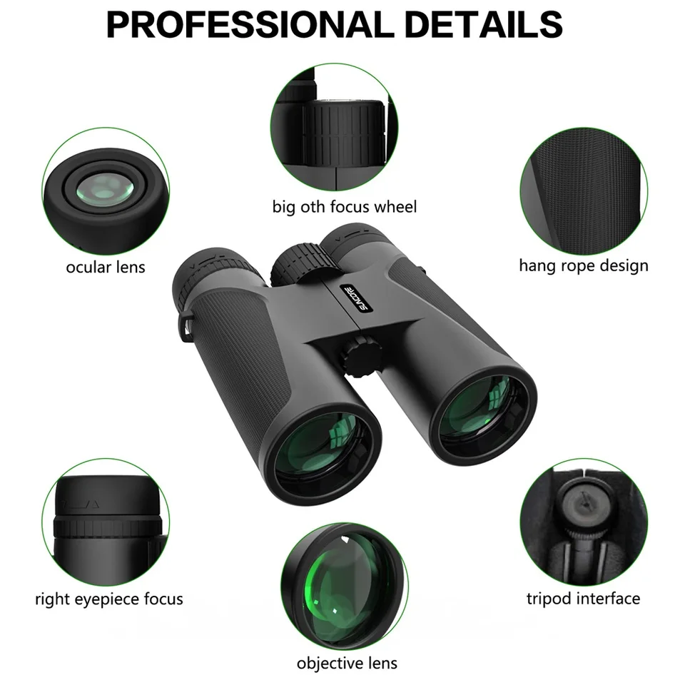 Binocolo Qupite 12x50 Per Adulti – Compatto, Con Prisma BAK4 E Trattamento FMC, Impermeabile IPX7 Per Birdwatching, Caccia, Concerti E Viaggi