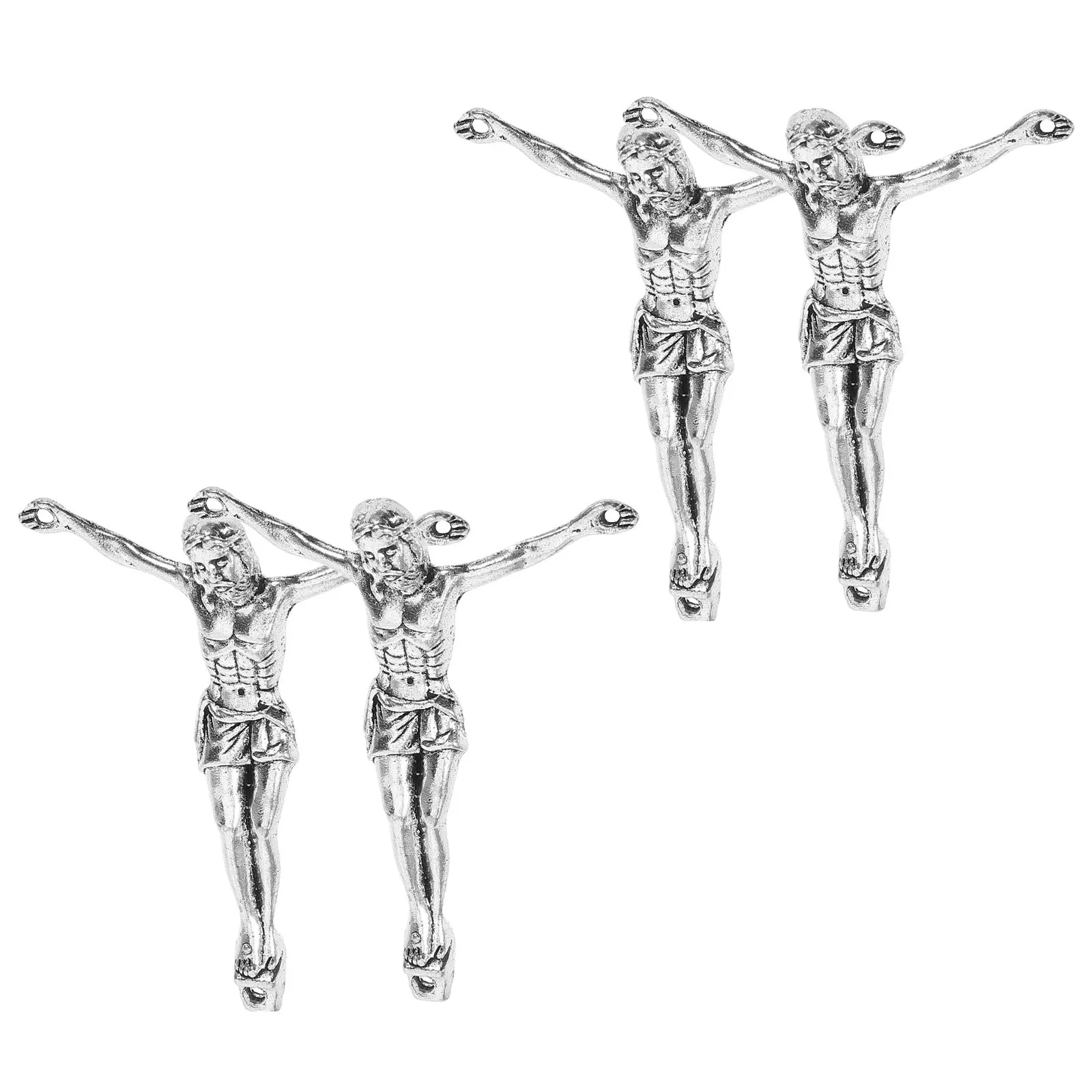 4Pcs Silver Alloy Cross Pendant 4Cm Solid Metal Religious Craft Supplies for DIY Jewelry Making Custom Crucifix Home