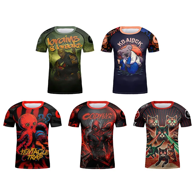 Kid's Shirt Jiu Jitsu MMA BJJ T-shirt Short Sleeve Quick Dry MMA Muay Boxing Sportswear Children Fitness Training Running Shirts