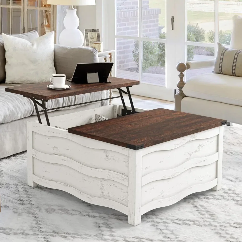 Fashion Nordic Creativity Lift Top Coffee Table With Storage, Large Hidden Compartment For Farmhouse Living Room