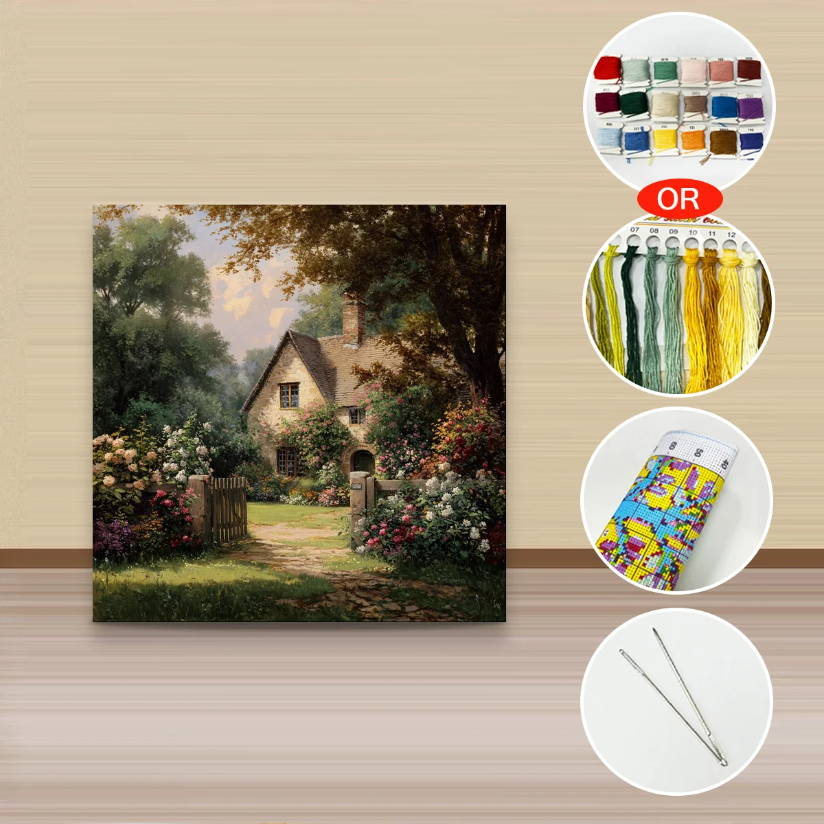 1 Stück 30x30 cm/11,8 Zoll, 11Ct/14Ct Kreuzstich-Set, DIY Valentinstagsgeschenk, Stickerei-Set für Festivals, Landschaften – Detail 3