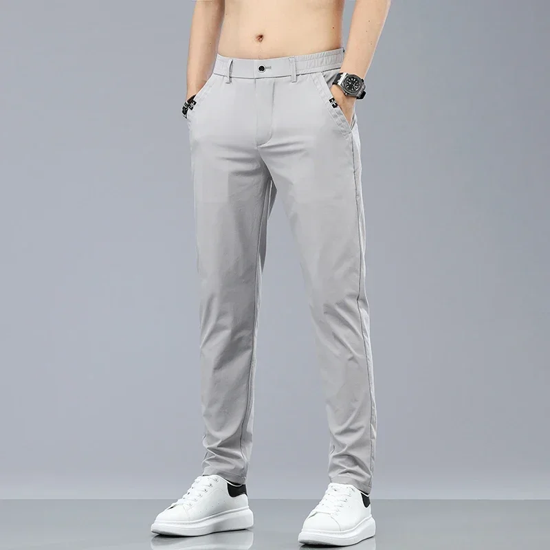 2024 الصيف رقيقة الرجال سليم صالح سراويل تقليدية الكورية نمط لينة تنفس مرونة الأعمال موضة السراويل الطويلة غير رسمية الذكور #3