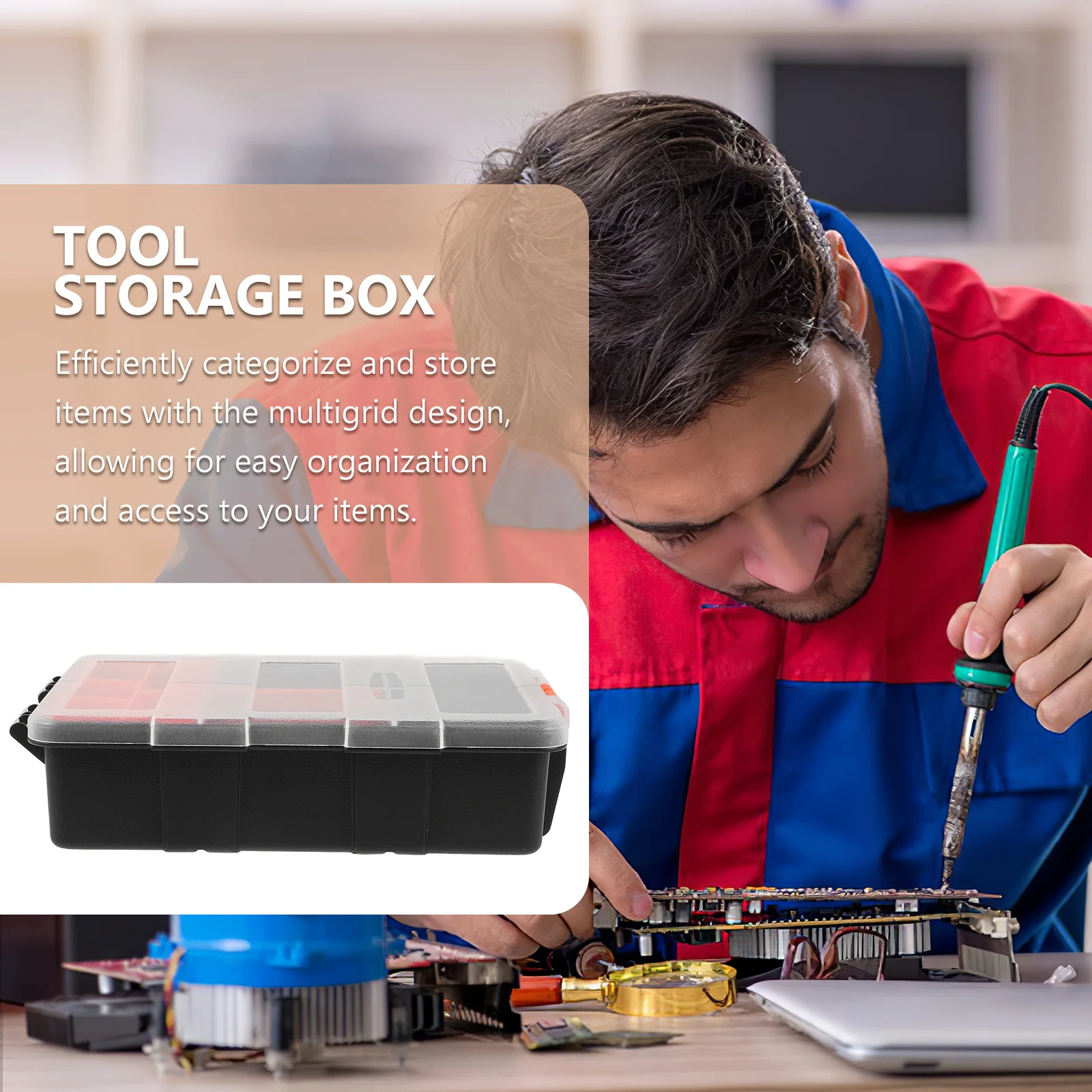 Screw Organizer Box Large Capacity Multi-Grid Plastic Storage Container For Hardware Tools Diy Crafts Fasteners Portable