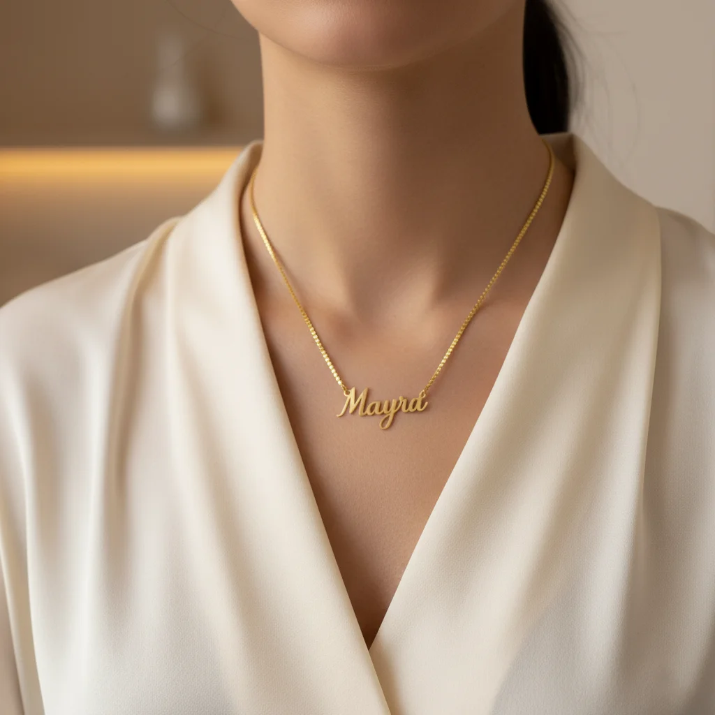 

Personalized Custom Name Stainless Steel Necklace for Women Girls Box Chain Choker 18K Gold Plated Nameplate Pendant Necklaces