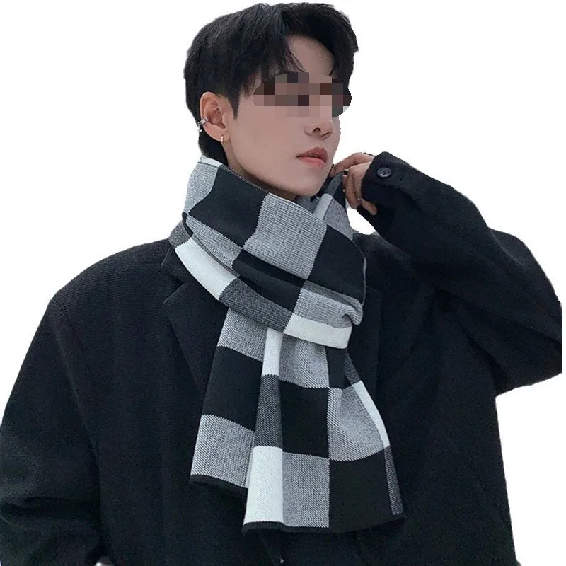 

Новый шарф мужской зимний теплый толстый платок универсальный двусторонний клетчатый галстук теплый бойфренд