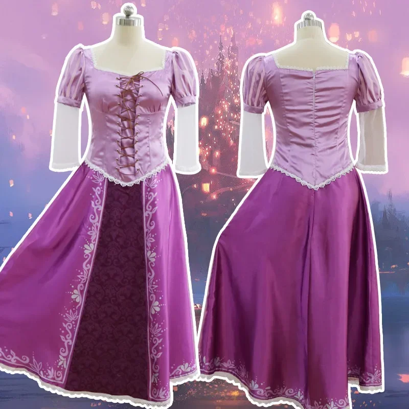 Disfraz de Rapunzel para niñas adultas, carnaval, fiesta de Halloween, disfraz de Cosplay, disfraz de princesa Rapunzel enredado para mujeres, morado