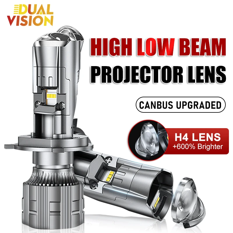 DualVision H4 LED Canbus Headlights High Low Beam 30000LM 300W Mini Car Bulb Auto Turbo Lamp Dual  Projector Lens 12V 2Pcs