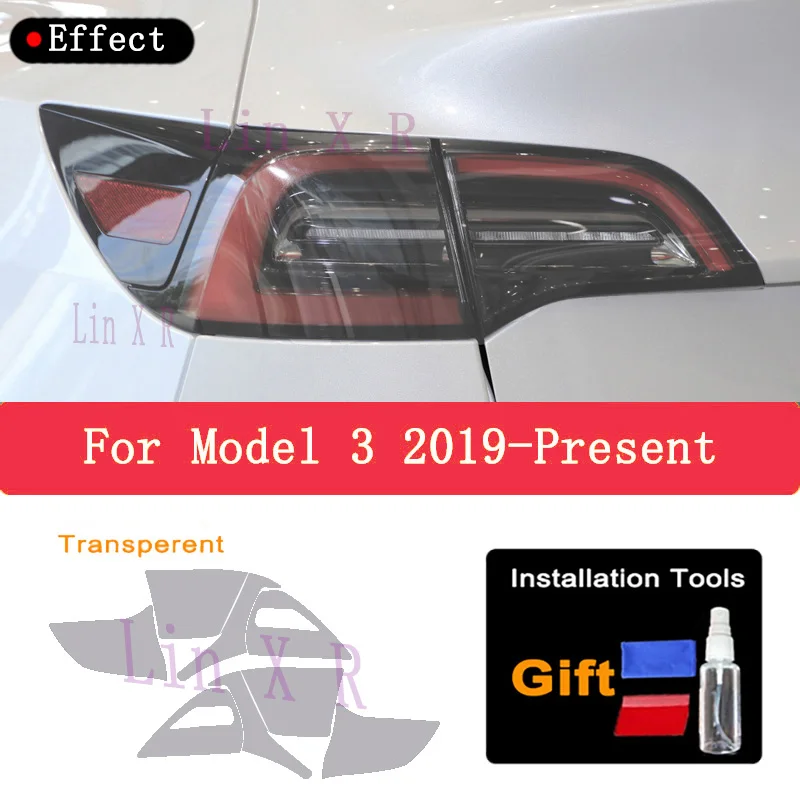 For Tesla Model 3  2023 2022 2021 2020 2019  Rear headlight car decal headlight TPU smoked black tail light protective film