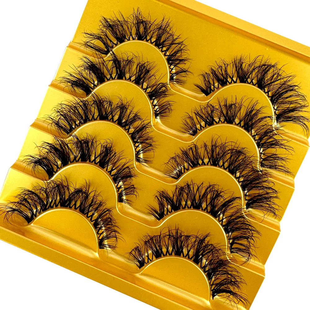 New 5pairs Mink Eyelashes Clear Band Eye Lashes Crisscross Transparent Band False Eyelashes Handmade Dramatic Lashes Upper Lash