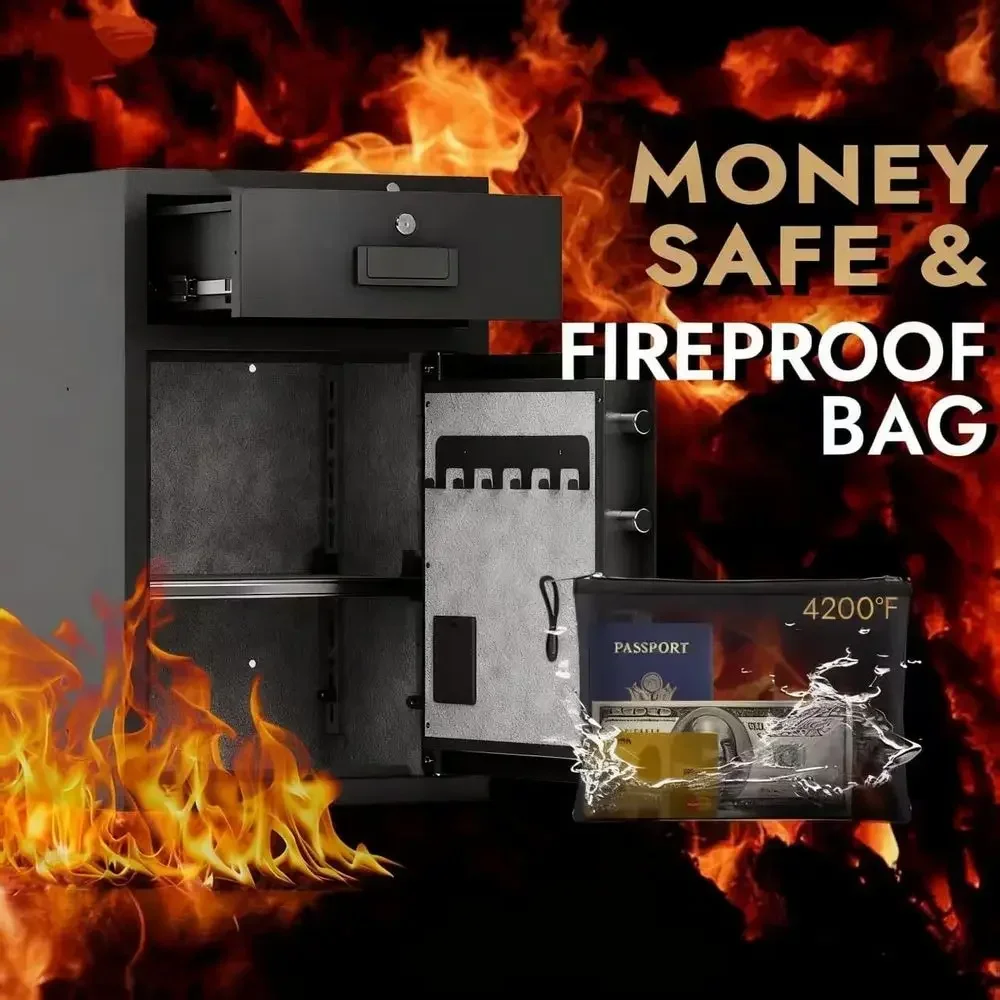 Heavy-Duty Safe with Fireproof and Waterproof Protection, Digital Keypad Alarm, Removable Shelves for Home, Office, or Hotel