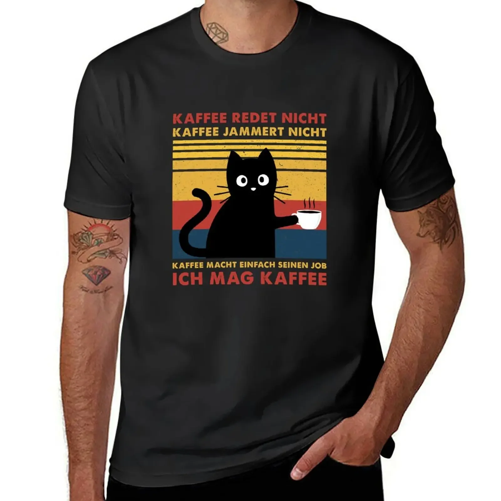 Black Cat Kaffee Redet Nicht Kaffee Jammert Nicht Kaffee Macht Einfach Seinen Job Ich Mag T-Shirt blanks black t shirts for men