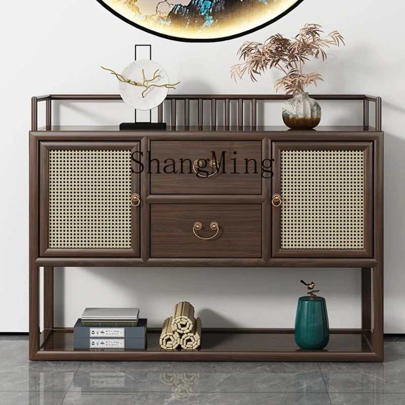 

Премиум-шкаф FG: изысканный новый китайский пристенный шкаф из эбенового дерева в стиле Дзен для гостиной, настенный шкаф для хранения, из массива дерева, для прихожей