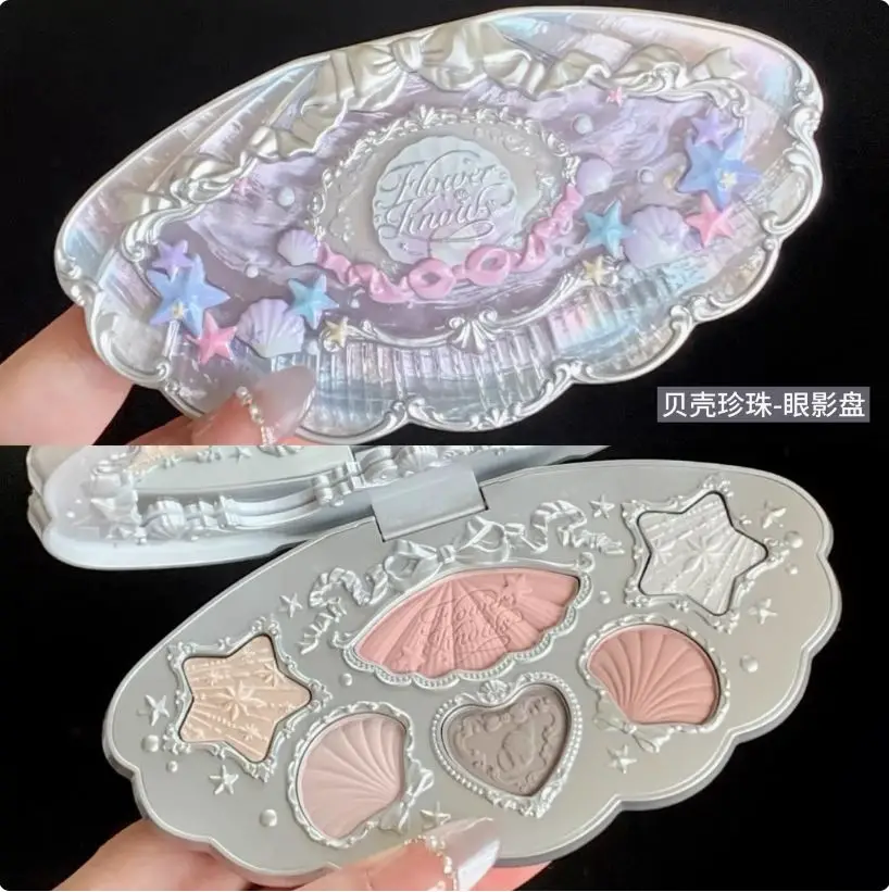 Flower Knows Eyeshadow Shells Pearl Jewel Collection 6-Color Makeup Palette 6.5g matte shimmer Sequin shining Cosmetics