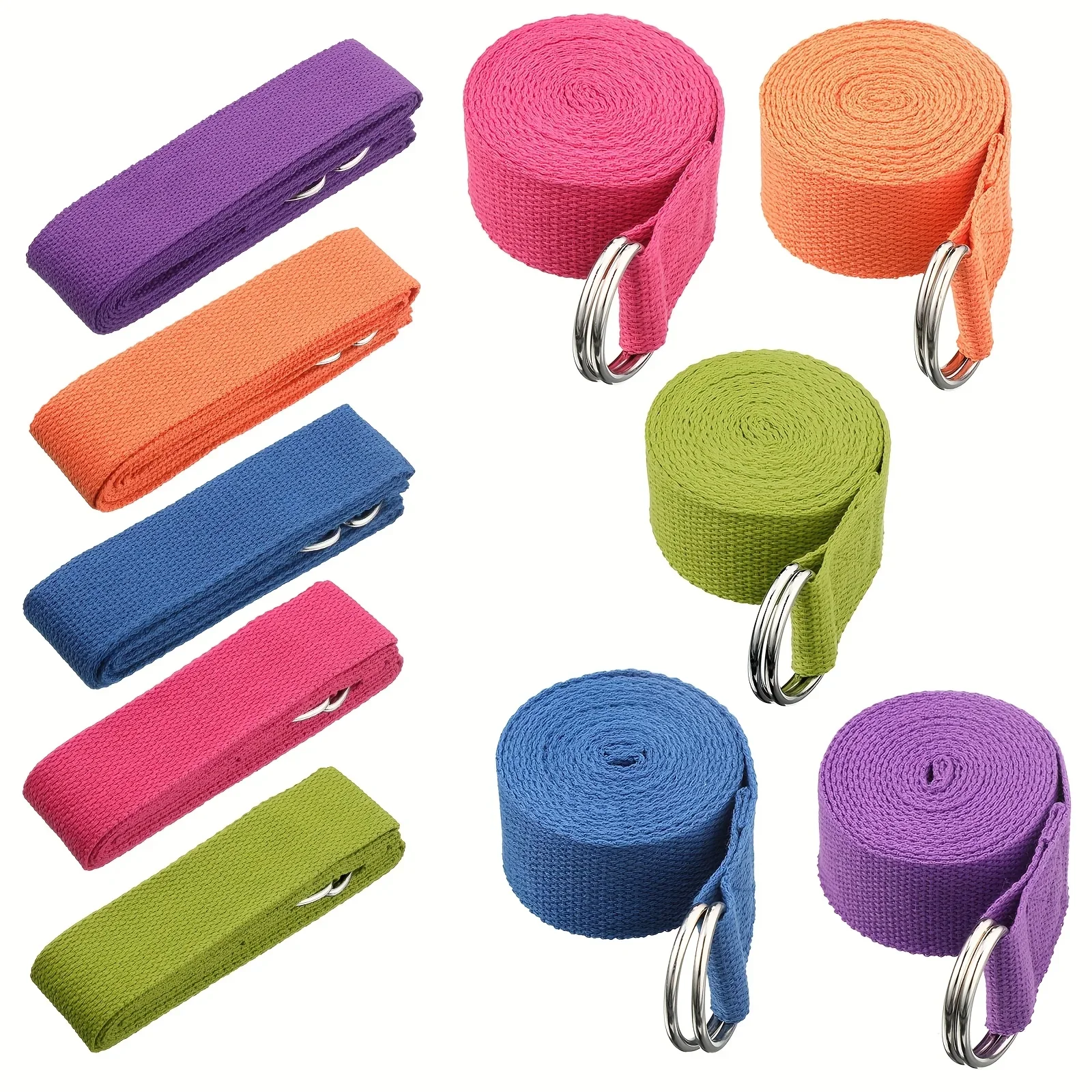 Yoga Strap 8ft Yoga Stretching Exercise Band Stretching Belt with Adjustable Metal D Ring Buckle Loop for Pilates, Dance,