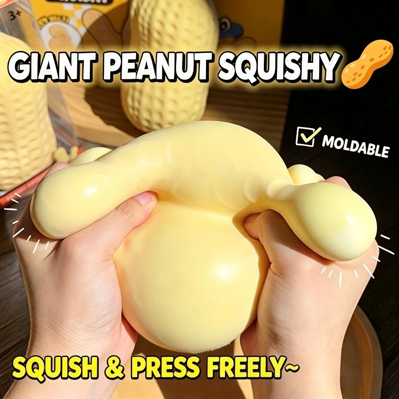 Jumbo Peanut Stress Ball Squishy Toy Simulation Peanut Stretchable Squeeze Ball Fidget Toy ASMR Sensory Anti-Stress X-mas Gift