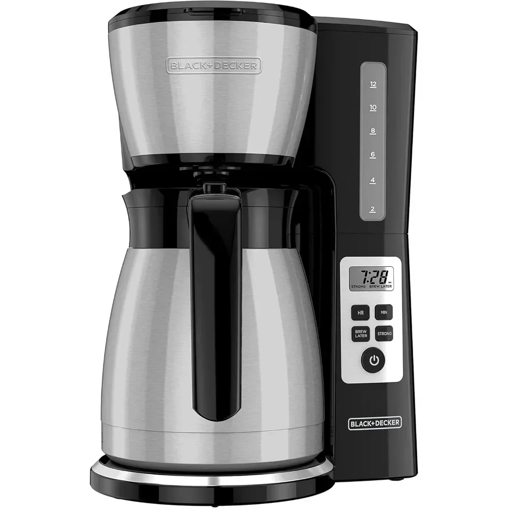 12 Cup Thermal Programmable Coffee Maker with Brew Strength and VORTEX Technology, Black/Steel, CM2046S