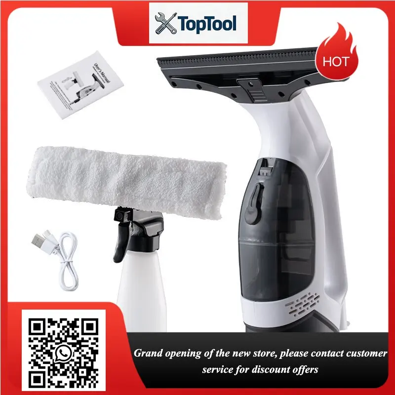 High Efficiency Mini Electric Window Wiper Handheld Design Powerful Suction Adsorption Water Absorb Glass Cleaning Machine