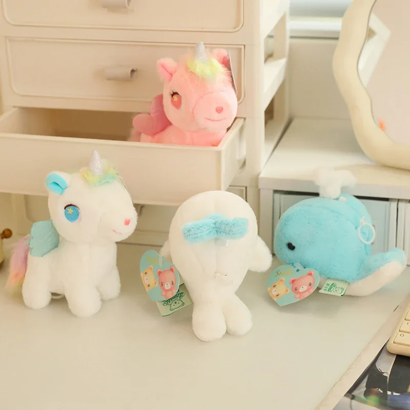 Kawaii Whale Plush Toy Dreamy Fairy Tales Unicorn Pendant Stuffed Soft Cute Flying Horse Doll Key Chain Bag Decoration Gift