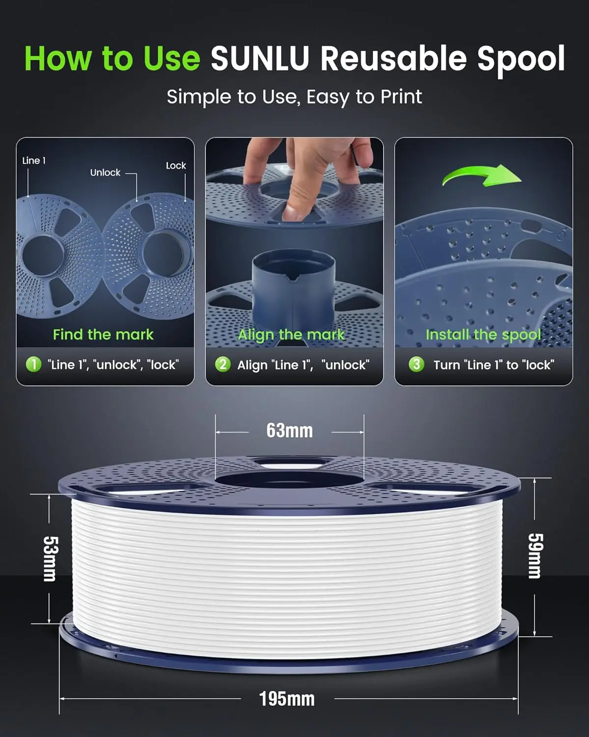 SUNLU 10KG PLA/PLA PLUS Filament 1.75mm 1KG Bez Podstawki Filament do Drukarki 3D i Długopisu 3D & Filament do Napełniania — zdjęcie produktu 6
