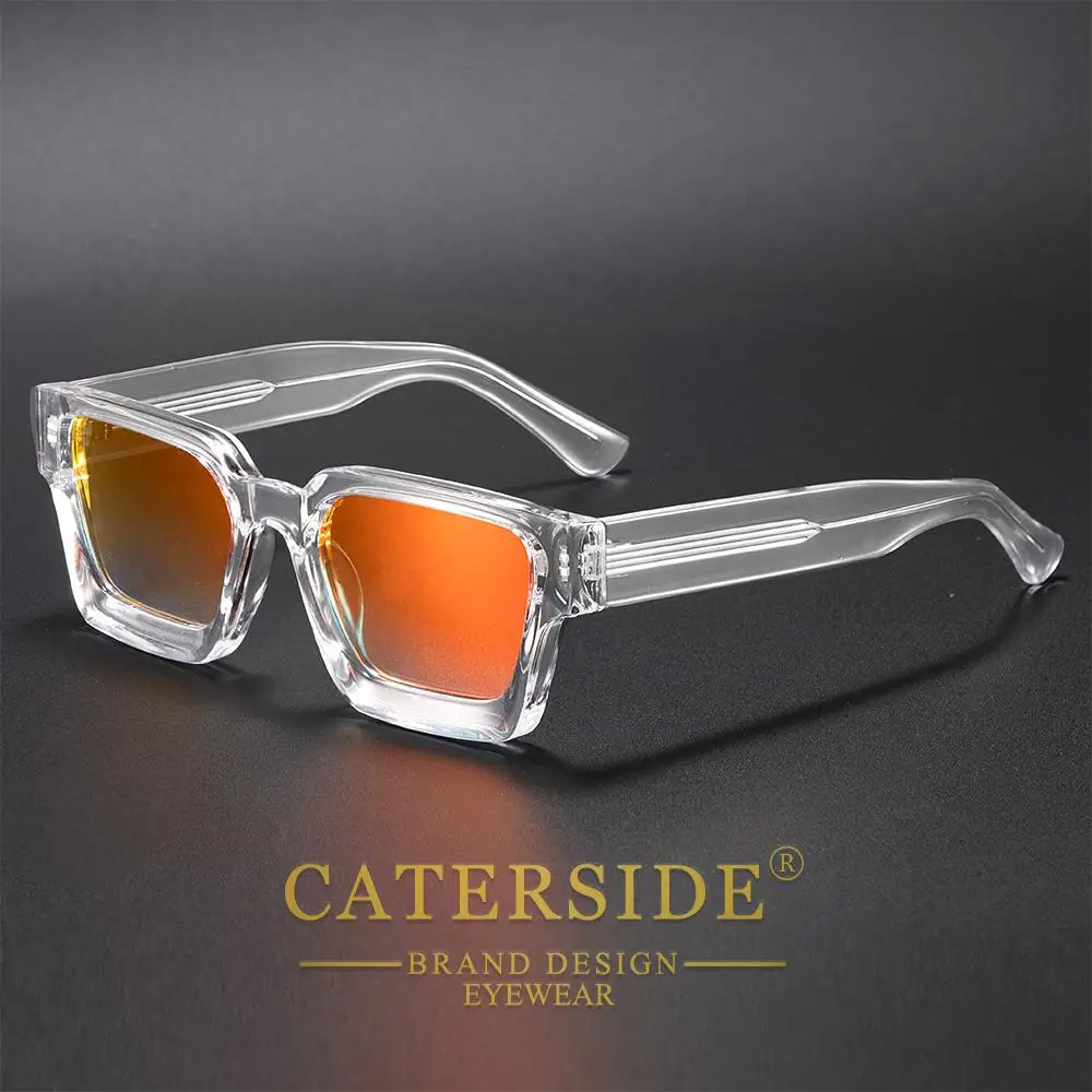 CATERSIDE Retro-Punk-Sonnenbrille für Herren mit dickem, quadratischem Rahmen, Farbverlauf-Design, für Damen, für Reisen, Business, Partys, unverzichtbare Brille, UV400 – Detail 2
