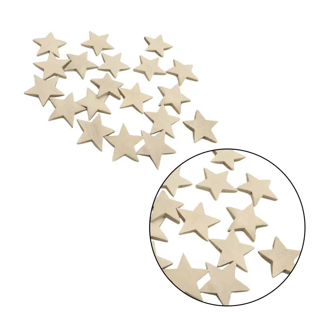 400Pcs Wood Pentagram Pieces DIY Painting Slices 2Mm Thickness Original Natural Color 10Mm Width Handmade Craft Accessories