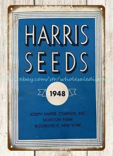 retro wall decor 1948 HARRIS SEED Rochester New York metal tin sign