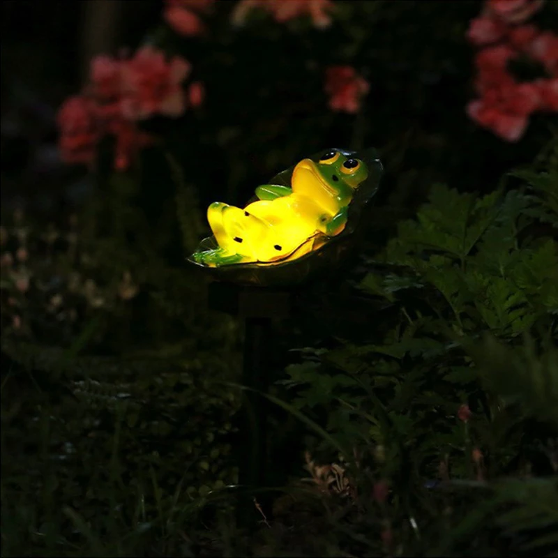 Outdoor Solar Led Lights Resin Frog Statue Solar Lawn Lamp Waterproof Stake Lights For Gardens Balconies Home Decoration