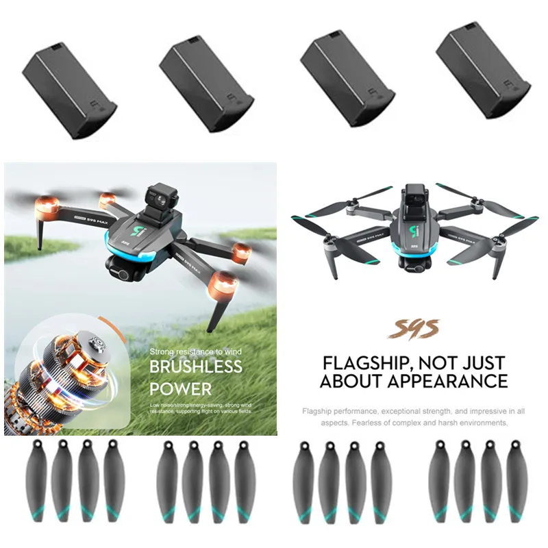 Brushless RC Quadcopter Drone, Peças de reposição, 7.4V, 1600mAh, Hélice, S9S MAX Drone Bateria, LS-S9S, S9S MAX