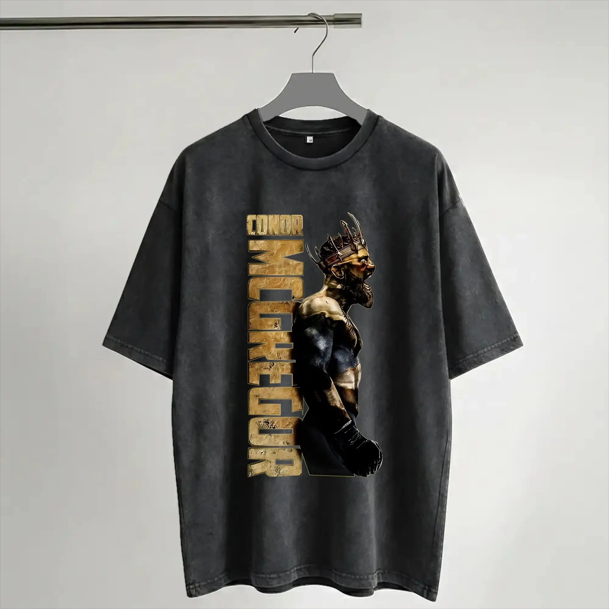 Connors Mcgregors Roaring Fighter Washed T Shirts Streetwear Hip Hop Vintage T-Shirt  Tee Shirt Men Women Short Sleeve Harajuku