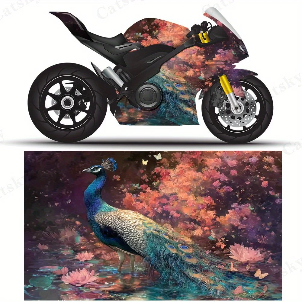 

Peacock PVC material self-adhesive waterproof motorcycle car sticker, paste firm and anti-wear, waterproof and sun-resistant wit