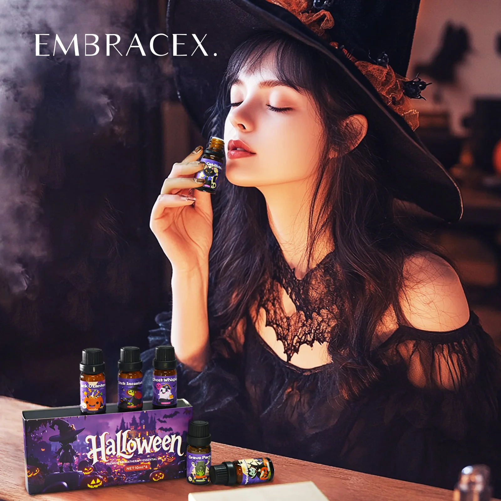 6PC/1set Fragrance Oils Halloween Fragrance Oils Jack O'Lantern Ghost Whisper  Grave Party Black Cat Hidden Witch Incantation