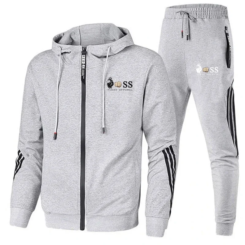 Novo terno de jogging masculino com capuz moletom de duas peças terno masculino moda casual confortável outono e inverno jaqueta