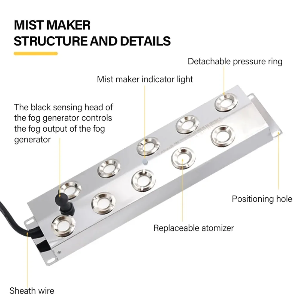 Durable DC48V Ultrasonic Mist Maker Fogger with 2‑12 Optional Heads for Pond Landscape and Hydroponics Humidification
