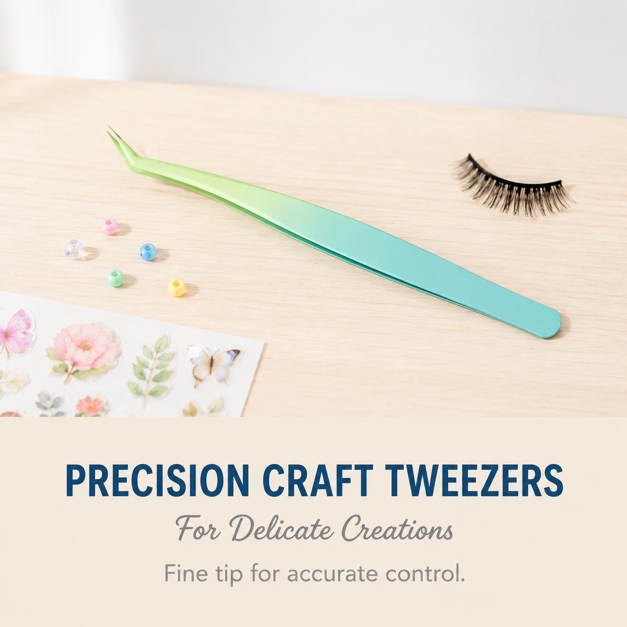 Gradient Color Precision Eyelash Tweezers with Extended Handle Non-slip Grip for Nail Art Journal Making and DIY Craft Lovers