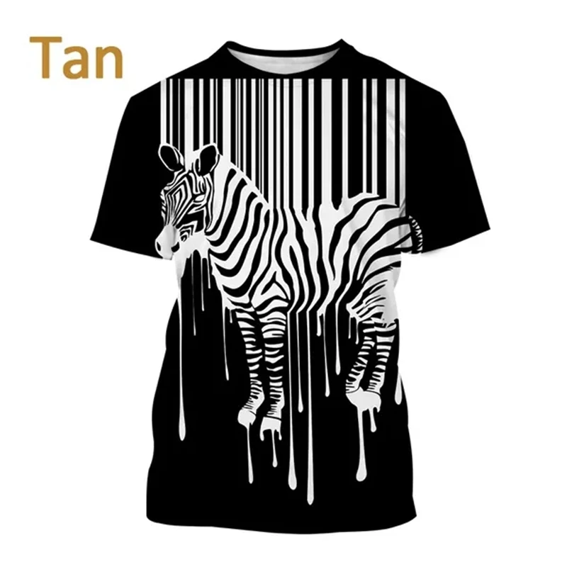 Zebra Animal 3D Printing Breathable Short Sleeve T Shirt Men\'s Prairie Horse Hip-Hop Style Streetwear Top Streak Zebra T-shirts