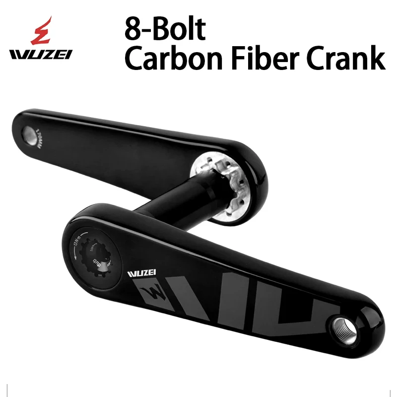 

WUZEI 8-Bolt Carbon Fiber Road Bike Crankset Ultra-Light Bicycle Crank 165 170mm Bicycle Parts