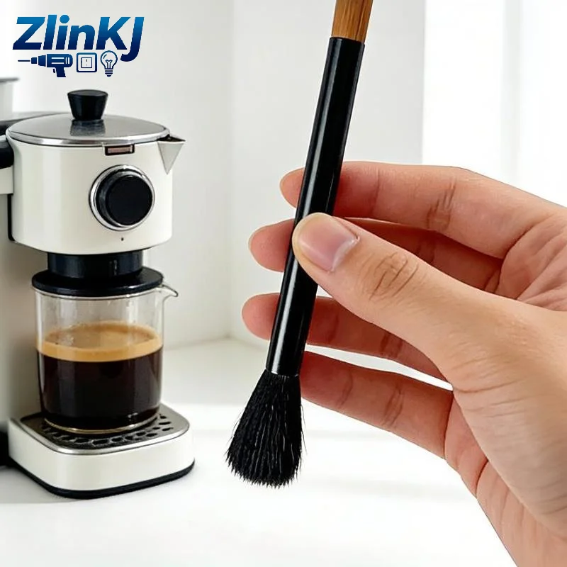 Double Head Long Handle Coffee Cleaning Brush Soft Bristle for Grinder Semi Auto Machine Labor Saving Barista Tool