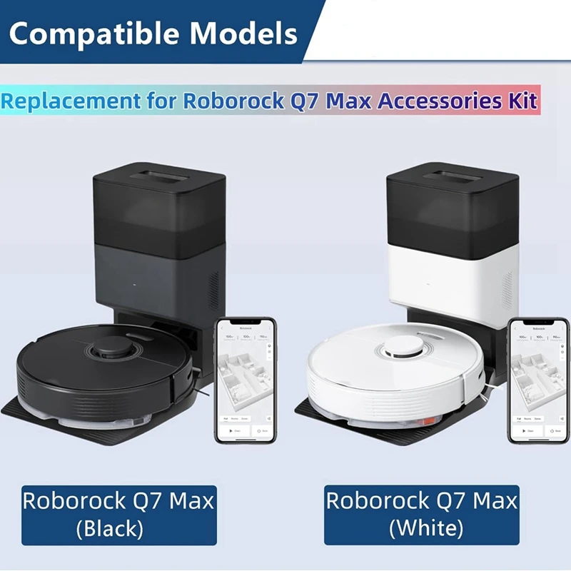 Набор аксессуаров для пылесоса Roborock Q7 + Q7 Max +, основная боковая щетка, насадка на швабру, фильтры НЕРА, мешки для пыли, запасные части