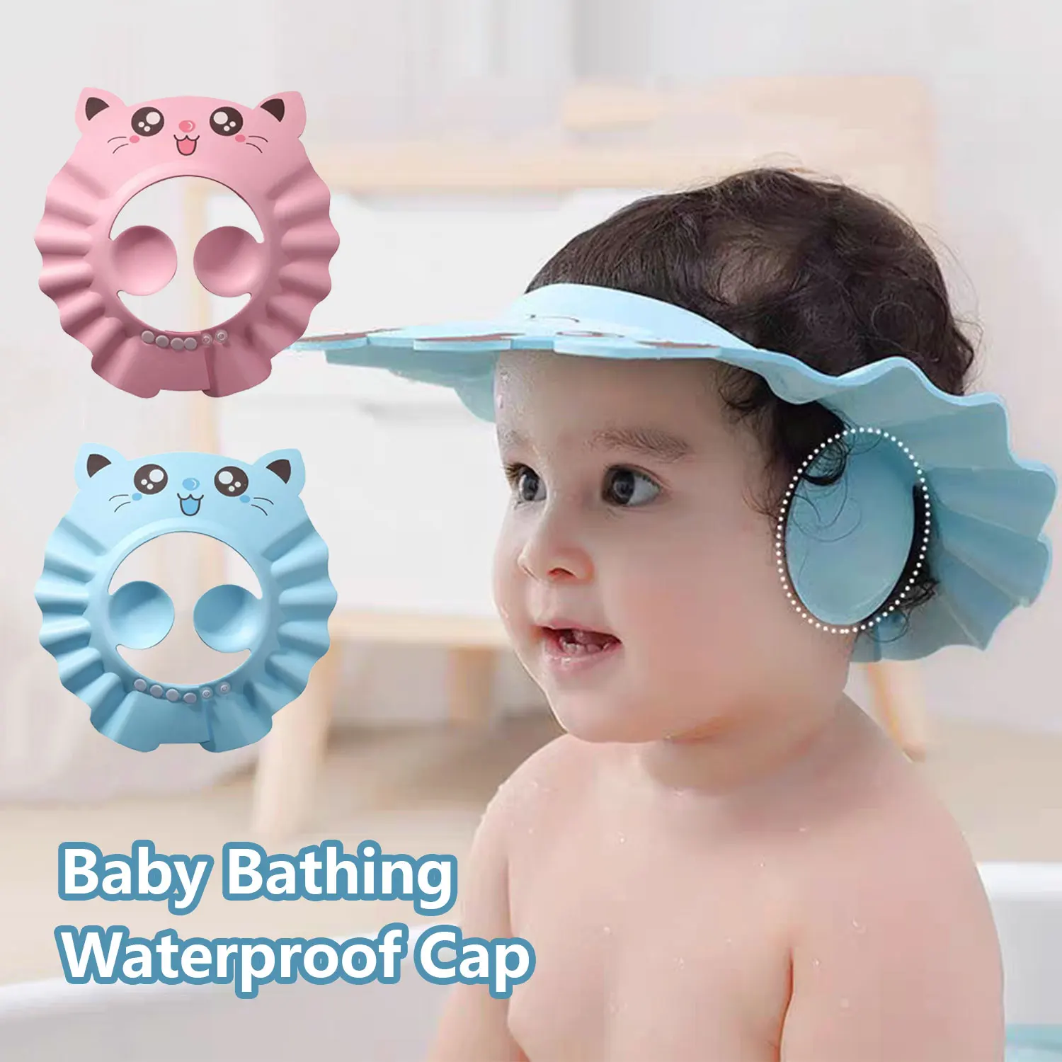 A soft PVC shower cap that makes hair washing more fun, adjustable in size, and adds ear protection function